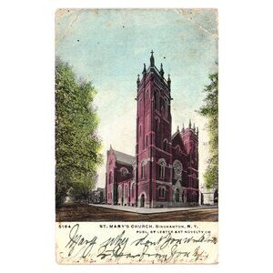 St Marys Church Binghamton NY Postcard 5164 Vintage Lester Art Novelty Religion